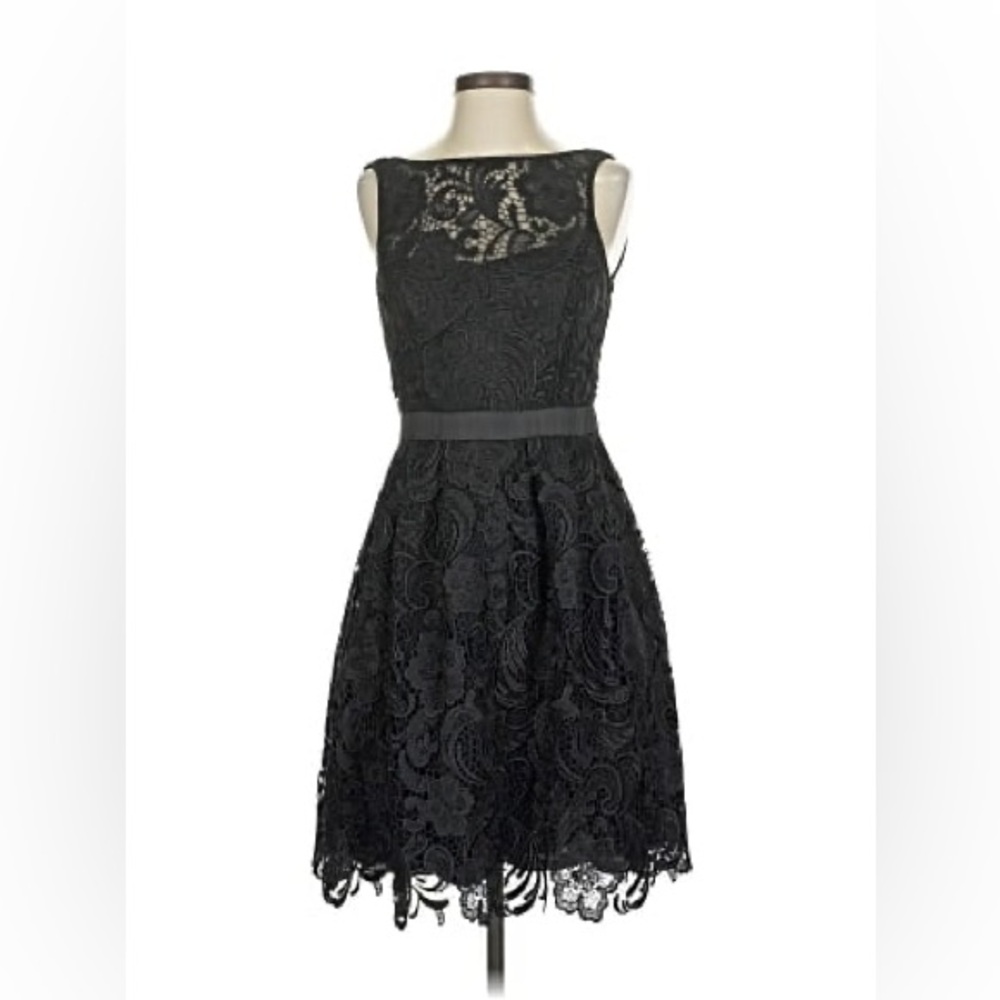 Aidan Mattox Black Lace Mini Dress  (A017)